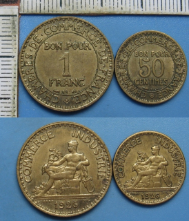 1926 - 1 franc a 50 centimes - 2x Francie