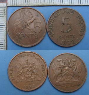 1972, 83 - 5 cents - 2x různý typ, Trinidad a Tobago
