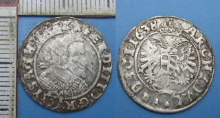 1638 - 3 krejcar, stříbro - Ferdinand III., Vratislav, J.Reichart+M.Jan