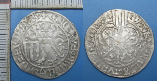 1440-1464 - štítový groš, stříbro - Friedrich II. a William III., Sasko, pěkný