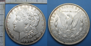 1921 D - 1 dollar, stříbro - USA, Morgan