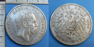 1894 E - 5 mark, stříbro - Albert, Sasko, Saxony-Albertine