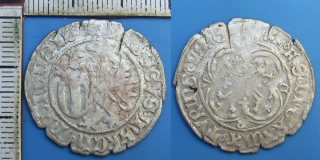 1428-1436 - štítový groš, stříbro - Fridrich II., Fridrich a Zikmund, Sasko, Míšeň, pěkný