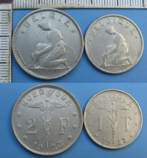 1923 - 1 a 2 francs - 2x Belgie