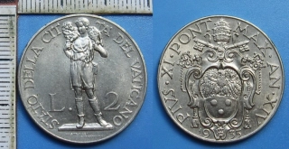 1935 (XIV) - 2 liry - Pius XI., Vatikán