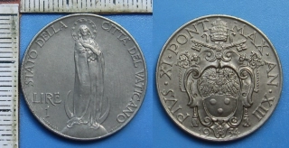 1934 (XIII) - 1 lira - Pius XI., Vatikán