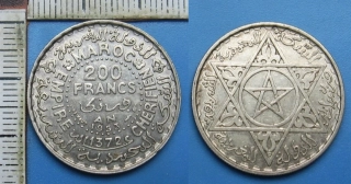 1953 AH 1372 - 200 francs, stříbro - Maroko