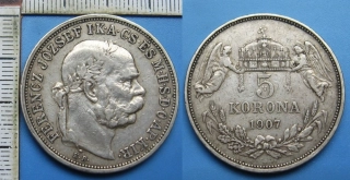 1907 KB - 5 koruna, stříbro - František Josef I.