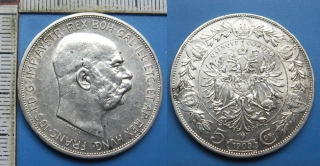 1909 - 5 koruna, stříbro - František Josef I.