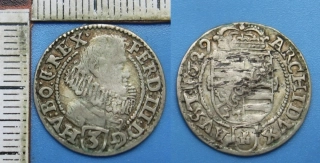 1629 PH - 3 krejcar, stříbro - Ferdinand III., Kladsko, Hema