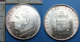 1970 /XI - 500 lir, stříbro - Jan Pavel II., Vatikán