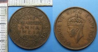 1940 - 1/4 anna - Jiří VI., Britská Indie