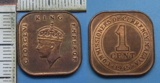1945 - 1 cent - Jiří VI., Britská Malajsie