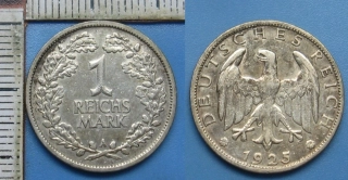 1925 A - 1 reichsmark, stříbro - Německo