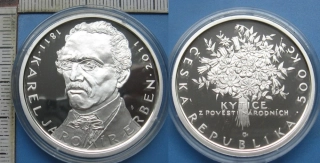 2011 - 500 Kč, stříbro, PROOF - Karel Jaromír Erben, kapsle, etue, certifikát
