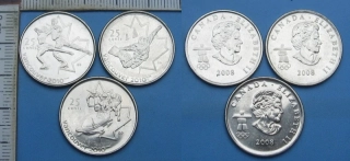 2008 - 25 cents - 3x Kanada, Vancouver 2010, zimní sporty - každý jiný
