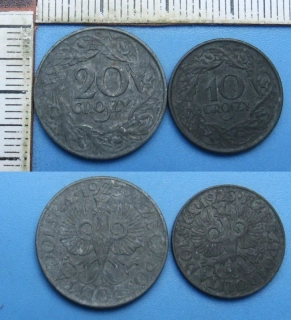 1923 - 10 a 20 groszy - 2x válečné Polsko