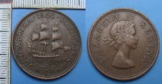 1953 - 1 penny - Britská Jižní Afrika, Alžběta II.