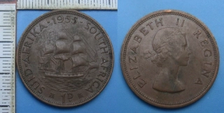 1955 - 1 penny - Britská Jižní Afrika, Alžběta II.