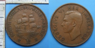1941 - 1 penny - Britská Jižní Afrika, Jiří VI.