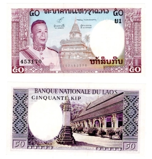 1963 - 1976 - 50 kip, bankovka, 453170 - Laos, pěkný stav