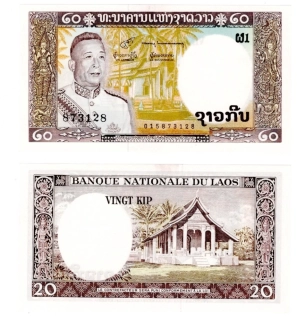 1963 - 1976 - 20 kip, bankovka, 873128 - Laos, pěkný stav