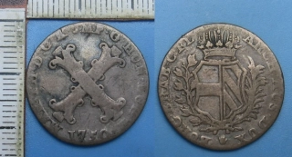 1750 - 20 liards, stříbro, ruka - Marie Terezie, Antverpy, pro Rakouské Nizozemí