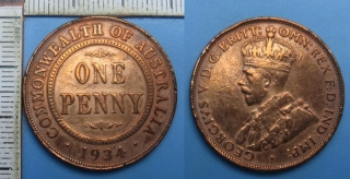 1934 - 1 penny - Jiří V., Austrálie