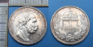 1916 KB - 1 koruna, stříbro - František Josef I., krásná