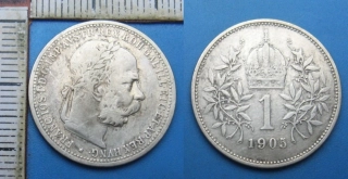 1905 - 1 koruna, stříbro - František Josef I., vzácnější
