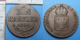 1816 G - 1 kreuzer - František I., vzácnější