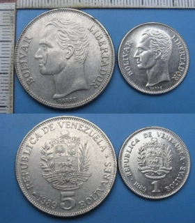 1989 - 1 bolívar a 5 bolívares - 2x Venezuela