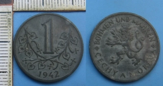1942 - 1 koruna - Protektorát Čechy a Morava