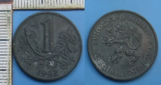 1942 - 1 koruna - Protektorát Čechy a Morava