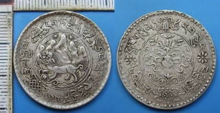 1936, rok 10 - 3 srang, stříbro - Tibet, pěkná