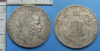 1869 KB - 1 zlatník, stříbro - František Josef I., patina