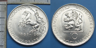 1968 - 10 Kčs, stříbro - Národní divadlo