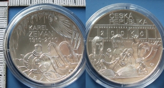 2010 - 200 Kč, stříbro - 100. výročí narození Karla Zemana, vč. certifikátu