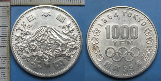 1964 - 1000 yen, stříbro - Japonsko, OH Tokio