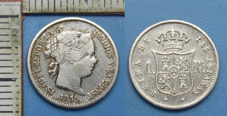 1859 - 1 real, stříbro - Isabela II., Španělsko