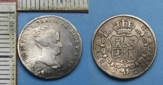 1839 M CL - 1 real, stříbro - Isabela II., Španělsko, prohnutá
