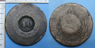 1825-1832 - 40 reis - Brazílie, Pedro I.