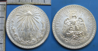 1940 - 1 peso, stříbro - Mexiko, krásné