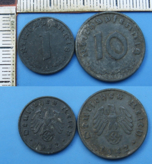1942 A - 1 a 10 reichspfennig - Třetí říše