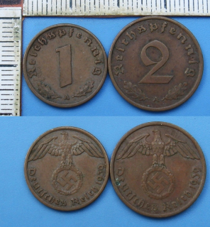 1939 A - 1 a 2 reichspfennig - Třetí říše