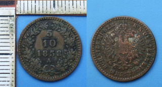 1858 A - 5/10 krejcaru - František Josef I.
