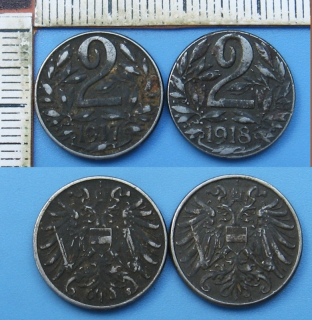 1917, 18 - 2 heller - 2x Karel I.
