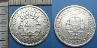1955 - 10 escudos, stříbro - Portugalský Mosambik