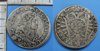 1665 SH - XV krejcar, stříbro - Leopold I., Graz, Sebastian Haydt