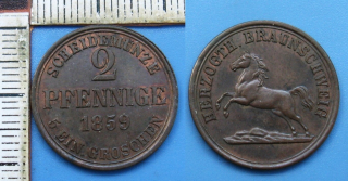 1859 - 2 pfennige - Braunschweig, Wilhelm, krásný